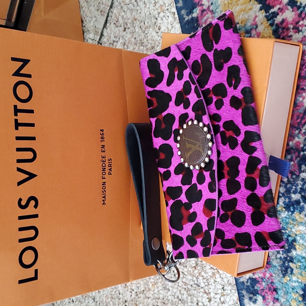 LV Cowhide Purple Wristlet - 100% Authentic Logo from Re-Purposed LV Bag NEW!!